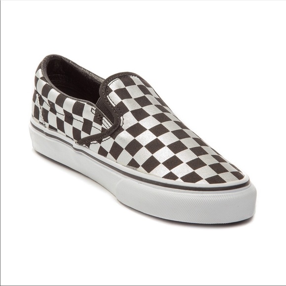 vans checkerboard silver